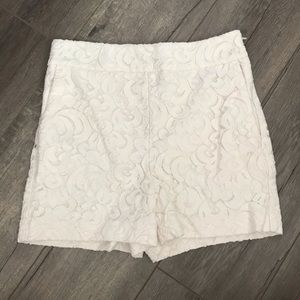 Express High Waisted Lace crotchet Cream Shorts